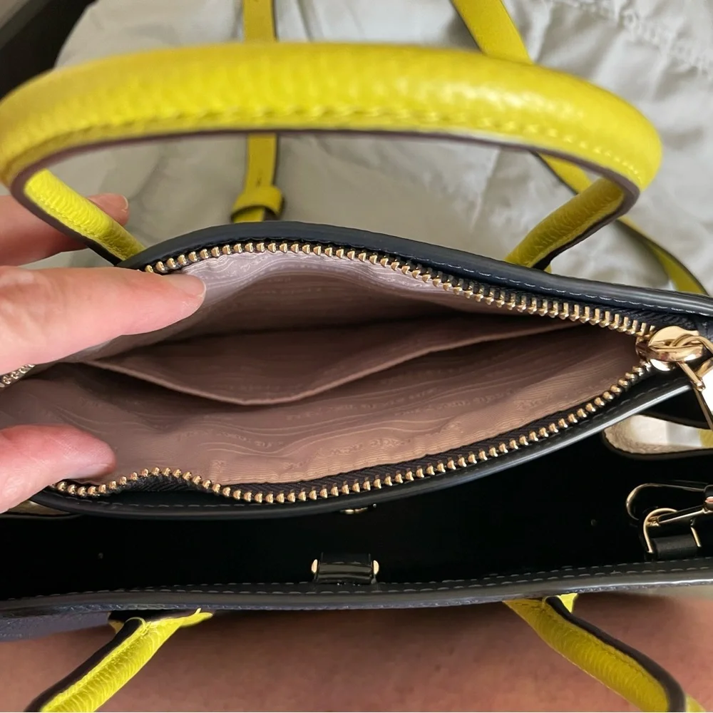 Kate Spade Navy and Green Colorblock Knott Purse Pebbled‎ Leather Medium